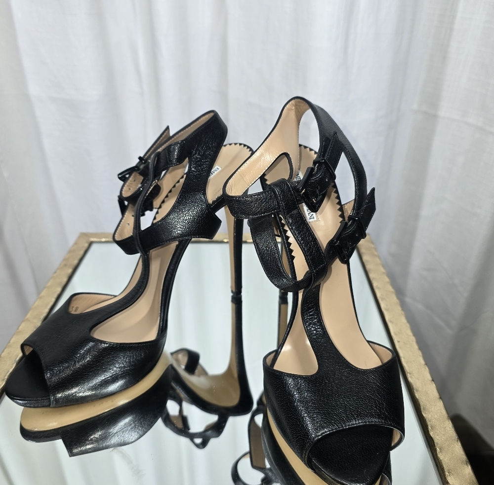 Emporio Armani Black Leather Strappy Heels - Picture 2 of 16